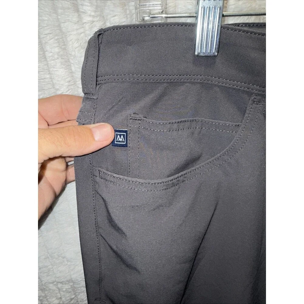 Mizzen + Main Pants Men's 36x30 Gray Helmsman Slim Performance Golf Stretch - Picture 3 of 12